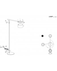 29569 Lámpara pie de salón negro y madera Loop Faro Barcelona