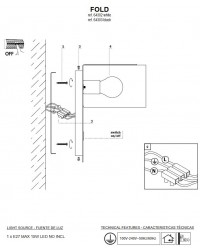 64303 Aplique de pared negro Fold Faro Barcerlona