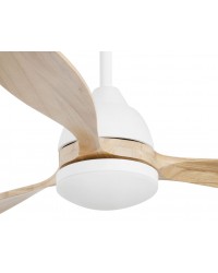 33524WP Ventilador de techo con luz Smart Fan blanco y palas madera pino DC Poros Faro Barcelona