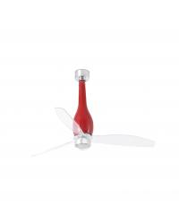 32005-9 Ventilador de techo con luz acero y rojo brillo  y 3 palas transparentes, DC Eterfan de Faro Barcelona