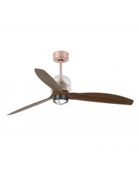 33399D-10 Ventilador de techo con luz, cuerpo cobre y 3 palas nogal DC Decofan de Faro Barcelona