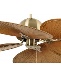 33352B Ventilador de techo sin luz oro envejecido y cuatro palas marrón modelo Cuba de Faro Barcelona