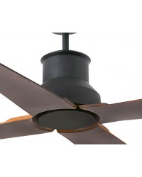 33481WP Ventilador de techo sin luz Smart Fan cuerpo negro y  4 palas marrón DC IP44 modelo Winche de Faro Barcelona