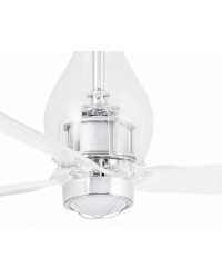 33382-9 Ventilador de techo con luz acero y cristal y 3 palas transparente, DC Mini Eterfan de Faro Barcelona