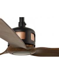 33451WP Ventilador de techo sin luz Smart Fan negro y tres palas nogal DC modelo Copper de Faro Barcelona