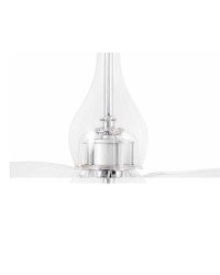 33382WP Ventilador de techo sin luz Smart Fan acero y cristal y 3 palas transparente, DC Mini Eterfan de Faro Barcelona
