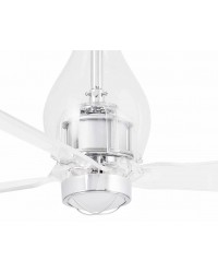 33382WP-9 Ventilador de techo con luz Smart Fan acero y cristal y 3 palas transparente, DC Mini Eterfan de Faro Barcelona