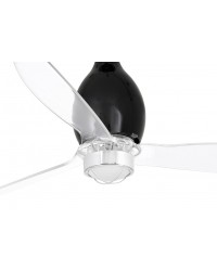 32027-10 Ventilador de techo con luz acero y cristal negro mate y 3 palas transparente, DC Mini Eterfan de Faro Barcelona