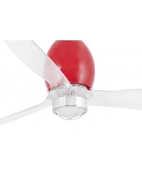 32029-9 Ventilador de techo con luz acero y cristal rojo brillo y 3 palas transparentes, DC Mini Eterfan de Faro Barcelona