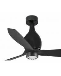32030-10 Ventilador de techo con luz acero y cristal negro mate y 3 palas negro, DC Mini Eterfan de Faro Barcelona