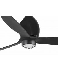 32030-10 Ventilador de techo con luz acero y cristal negro mate y 3 palas negro, DC Mini Eterfan de Faro Barcelona