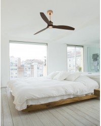 33399WP Ventilador de techo sin luz Smart Fan cobre y 3 palas nogal DC Justfan de Faro Barcelona
