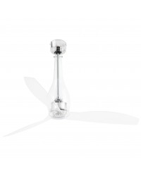33381WP Ventilador de techo sin luz Smart Fan acero y cristal y 3 palas transparente, DC Eterfan de Faro Barcelona