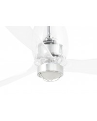33381WP-9 Ventilador de techo con luz Smart acero y cristal y 3 palas transparente, DC Eterfan de Faro Barcelona