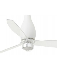 32001-9 Ventilador de techo con luz acero y blanco mate y 3 palas transparente, DC Eterfan de Faro Barcelona
