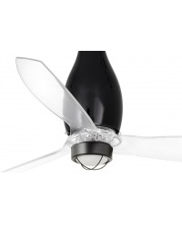 32002-10 Ventilador de techo con luz acero y negro brillo y 3 palas transparente, DC Eterfan de Faro Barcelona