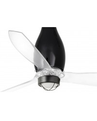 32002WP-10 Ventilador de techo con luz Smart acero y negro brillo y 3 palas transparente, DC Eterfan de Faro Barcelona