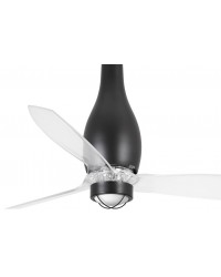 32003-10 Ventilador de techo con luz acero y negro mate y 3 palas transparente, DC Eterfan de Faro Barcelona