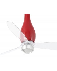 32005-9 Ventilador de techo con luz acero y rojo brillo  y 3 palas transparentes, DC Eterfan de Faro Barcelona