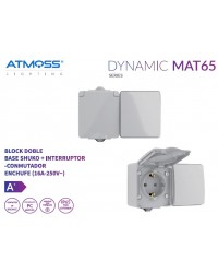 S60.407.14 Atmoss Dynamic MAT65 Conmutador +Base Schuko Estanco 16A Gris