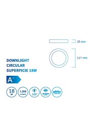 DOW-227 ATMOSS Downlight Circular LED Superficie 18W