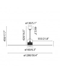 33394D Ventilador de techo sin luz cromo y transparente 3 palas DC Decofan de Faro Barcelona