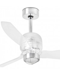 33394D-9 Ventilador de techo con luz cromo y transparente 3 palas DC Decofan de Faro Barcelona
