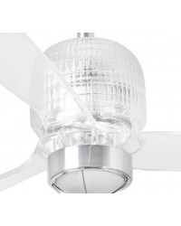 33394D-9 Ventilador de techo con luz cromo y transparente 3 palas DC Decofan de Faro Barcelona