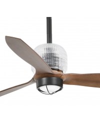 33395D-10 Ventilador de techo con luz, cuerpo negro y 3 palas nogal DC Decofan de Faro Barcelona