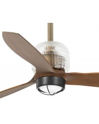 33398D-10 Ventilador de techo con luz, cuerpo oro y 3 palas nogal DC Decofan de Faro Barcelona