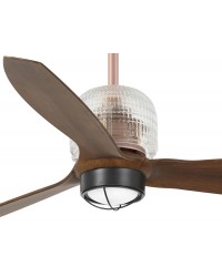 33399D-10 Ventilador de techo con luz, cuerpo cobre y 3 palas nogal DC Decofan de Faro Barcelona