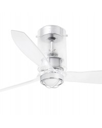 33393-9 Ventilador de techo con luz acero y cristal y 3 palas transparente, DC mimi tube de Faro Barcelona