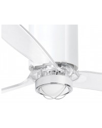 32038-9 Ventilador de techo con luz cuerpo blanco brillo y 3 palas transparentes, DC mimi tube de Faro Barcelona