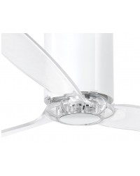 32038 Ventilador de techo sin luz cuerpo blanco brillo y 3 palas transparentes, DC mimi tube de Faro Barcelona