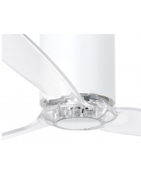 32039 Ventilador de techo sin luz cuerpo blanco mate y 3 palas transparentes, DC mimi tube de Faro Barcelona