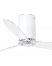 32039 Ventilador de techo sin luz cuerpo blanco mate y 3 palas transparentes, DC mimi tube de Faro Barcelona
