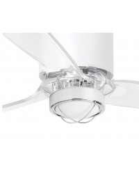 32039-9 Ventilador de techo con luz cuerpo blanco mate y 3 palas transparentes, DC mimi tube de Faro Barcelona