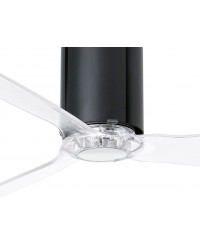 32040 Ventilador de techo sin luz cuerpo negro brillo y 3 palas transparentes, DC mimi tube de Faro Barcelona