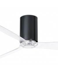 32040 Ventilador de techo sin luz cuerpo negro brillo y 3 palas transparentes, DC mimi tube de Faro Barcelona