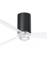 32040-10 Ventilador de techo con luz cuerpo negro brillo y 3 palas transparentes, DC mimi tube de Faro Barcelona