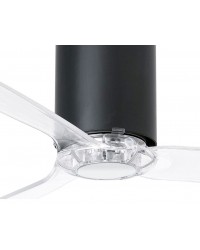 32041 Ventilador de techo sin luz cuerpo negro mate y 3 palas transparentes, DC mimi tube de Faro Barcelona
