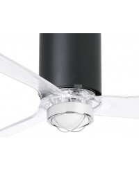 32041-10 Ventilador de techo con luz cuerpo negro mate y 3 palas transparentes, DC mimi tube de Faro Barcelona
