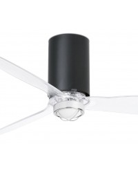 32041-10 Ventilador de techo con luz cuerpo negro mate y 3 palas transparentes, DC mimi tube de Faro Barcelona