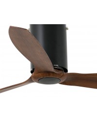 32042 Ventilador de techo sin luz cuerpo negro mate y 3 palas nogal, DC mimi tube de Faro Barcelona