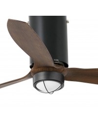 32042-10 Ventilador de techo con luz cuerpo negro mate y 3 palas nogal, DC mimi tube de Faro Barcelona