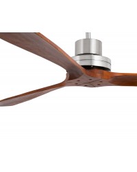 33508DC Ventilador de techo níquel mate y 3 palas madera nogal motor DC modelo mini Lantau Faro Barcelona