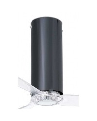 32035WP Ventilador de techo sin luz wifi acero y cristal negro brillo y 3 palas transparentes, DC  Tube de Faro Barcelona