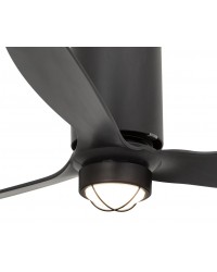 32060-10 Ventilador de techo con luz acero y cristal, 3 palas, negro mate, DC  Tube de Faro Barcelona