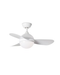 Ventilador de techo con luz LED dimable y temporizador motor DC blanco modelo Hvar de Faro Barcelona