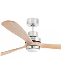 33505DC Ventilador de techo con luz extra grande cuerpo níquel y 3 palas pino motor DC modelo Lantau de Faro Barcelona
